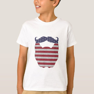 Beard And Mustache American Flag T-Shirt