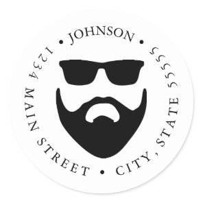Beard and Sunglasses Return Label Sticker