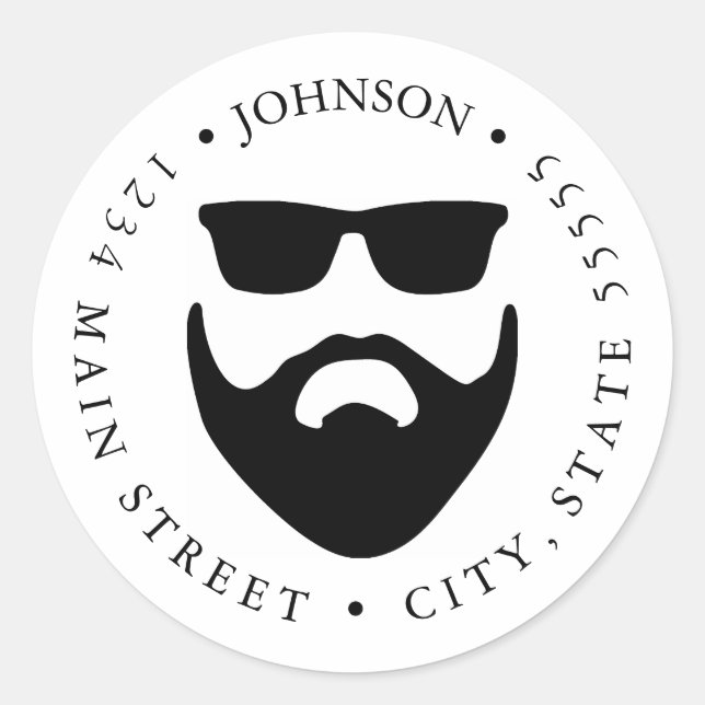 Beard and Sunglasses Return Label Sticker (Front)