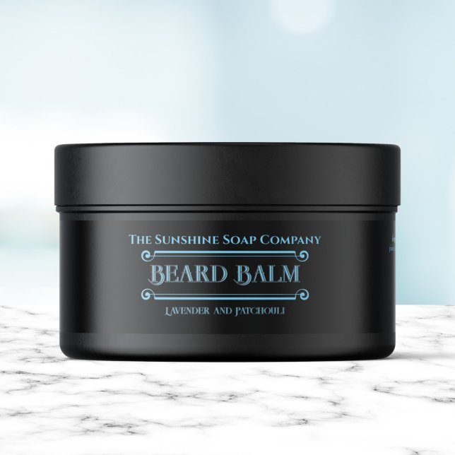 Beard Balm Jar Label - Black and Blue (Creator Uploaded)