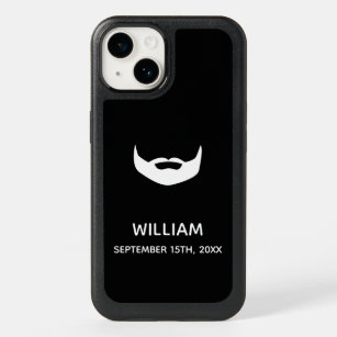 Beard black white name anniversary date OtterBox iPhone 14 case