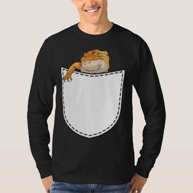 Beard Dragon in Artificial Chest Pocket Reptile Li T-Shirt (Front)