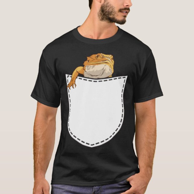 Beard Dragon in Artificial Chest Pocket Reptile Li T-Shirt (Front)