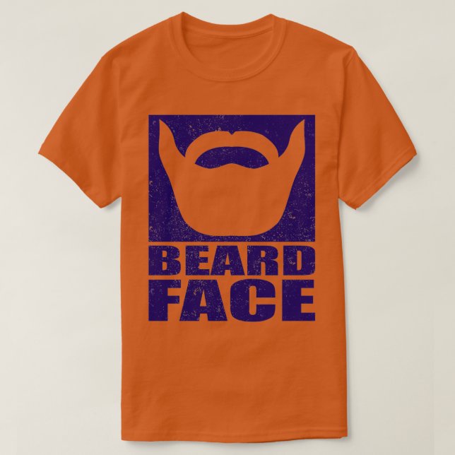 BEARD FACE Blue Print T-Shirt (Design Front)