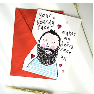 Beard Face Valentine's Card - Anniversary Funny