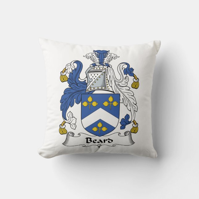 Beard Family Crest Throw Pillow (Front)