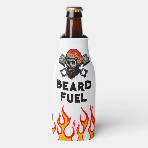 BEARD FUEL Funny Mens Skull  Flames Joke Gift Bottle Cooler