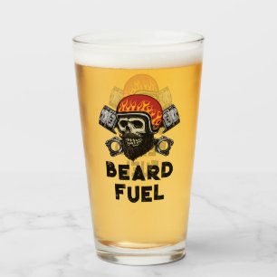 BEARD FUEL Funny Men's Skull & Flames Joke Gift Glass