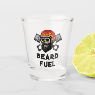 BEARD FUEL Funny Men's Skull & Flames Joke Gift Shot Glass