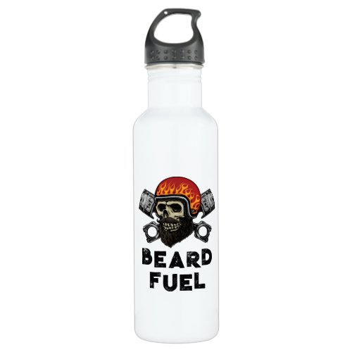 BEARD FUEL Funny Mens Skull  Flames Joke Gift Stainless Steel Water Bottle