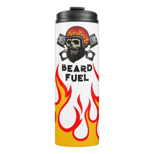 BEARD FUEL Funny Mens Skull  Flames Joke Gift Thermal Tumbler