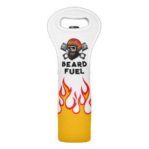 BEARD FUEL Funny Men's Skull & Flames Joke Gift Wine Bag