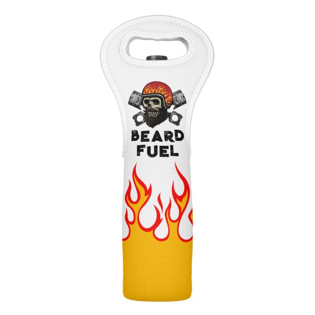 BEARD FUEL Funny Men's Skull & Flames Joke Gift Wine Bag (Front)