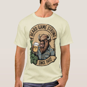 Beard Game Strong Wilderness Bison IPA Design T-Shirt