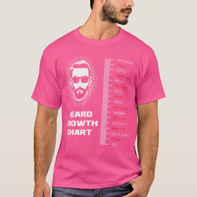 Beard Growth Chart Beard Length Ruler Funny T-Shirt (Front)