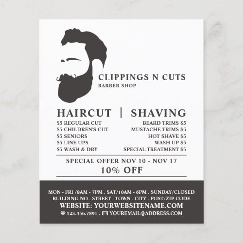 Beard Logo Mens Barbers Advertising Flyer
