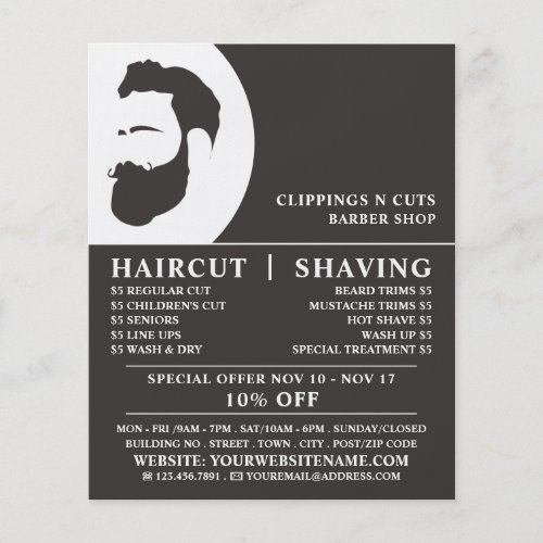 Beard Logo Mens Barbers Advertising Flyer