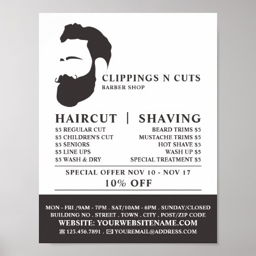 Beard Logo Mens Barbers Advertising Poster