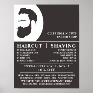 Beard Logo, Men's Barbers Advertising Poster