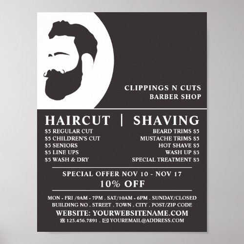 Beard Logo Mens Barbers Advertising Poster