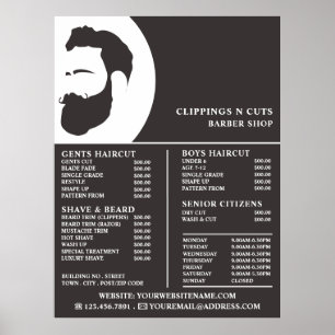 Beard Logo, Men's Barbers Price List Poster