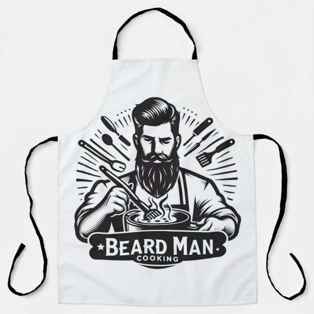Beard Man Cooking Apron (Front)