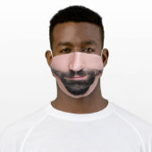 Beard man face mask, funny smile human male adult cloth face mask (Worn)