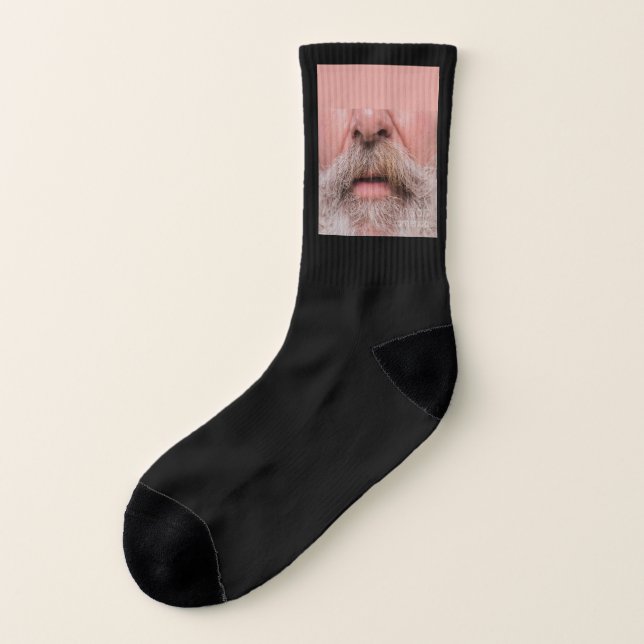 Beard Manly Mustache Elderly Man Male Mouth Face F Socks (Left Outside)