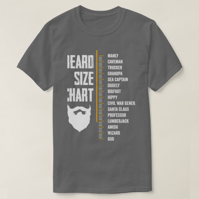 Beard Measurement Chart Gift Beard Length Funny Gr T-Shirt (Design Front)
