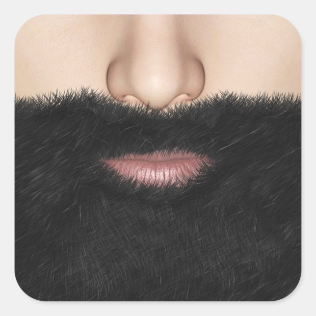 Beard Mouth and Nose Square Sticker (Front)