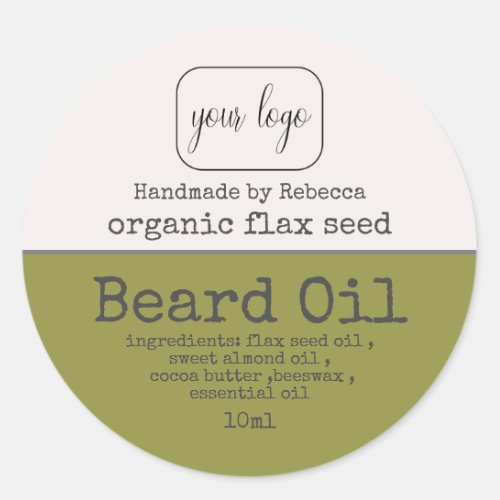 Beard Oil add your logo  Label Modern Green 
