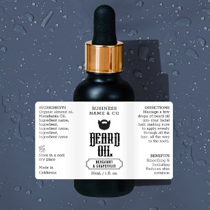 Beard Oil Label Grungy 1 OZ Cosmetic Bottle