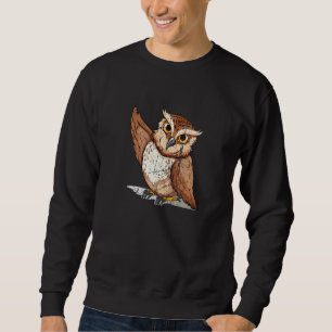 Beard Owl Portrait Animal Birding Distressed Sweatshirt