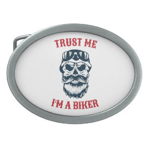 Beard Scull   Motorcycle   Trust me I'm a biker Belt Buckle