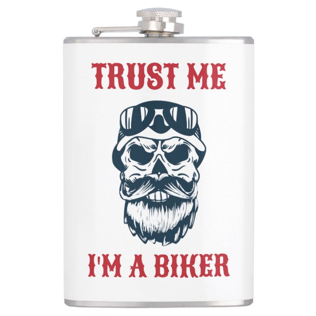 Beard Scull | Motorcycle | Trust me I'm a biker Flask (Front)