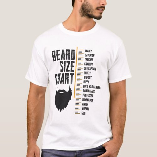 Beard Size Chart Manly Caveman Men  Funny T_Shirt