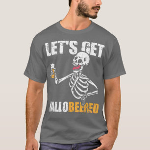 Beard Skeleton Drinking Beer Costume Funny Hallowe T-Shirt
