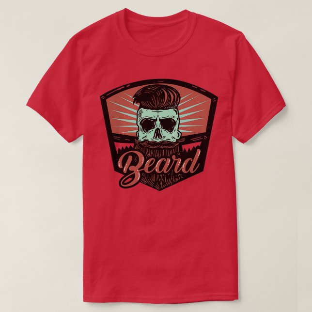 Beard Skull Beard Hipster T-Shirt (Design Front)