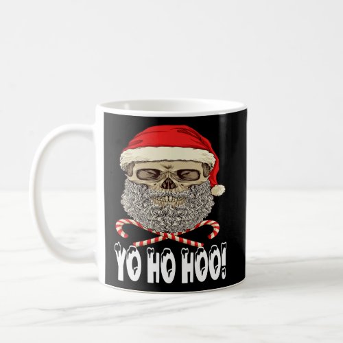 Beard Skull Beard Red Santa Hat Candy Canes Christ Coffee Mug