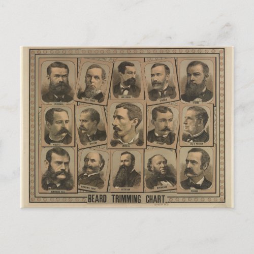 Beard Trimming Chart from 1884 Postcard