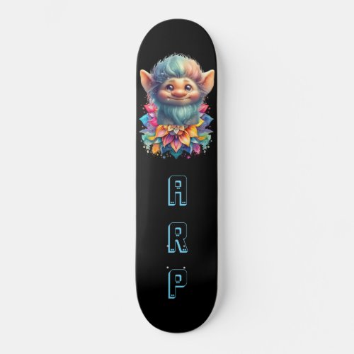  Beard Troll AP89 Neon Rainbow Initials Floral Skateboard