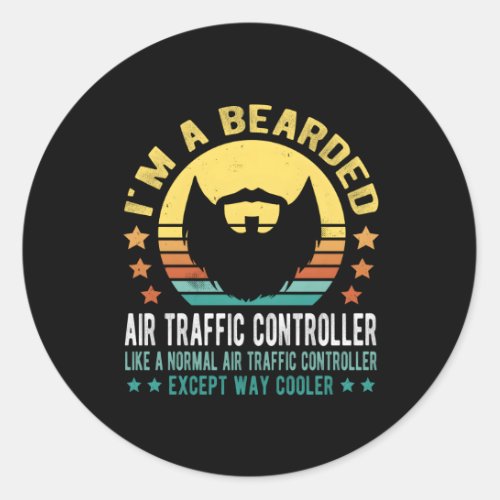 Bearded Air Traffic Controller Classic Round Sticker