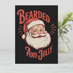 Bearded and Jolly Christmas Beard Funny Retro  Holiday Card
