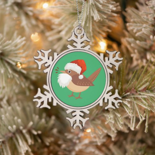 Bearded Birding Bird Snowflake Pewter Christmas Ornament