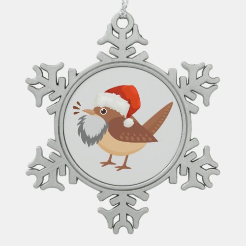 Bearded Birding Bird Snowflake Pewter Christmas Ornament