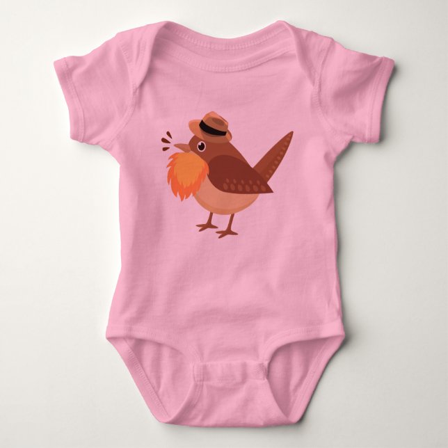 Bearded Birding One-Piece Baby Bodysuit (Front)