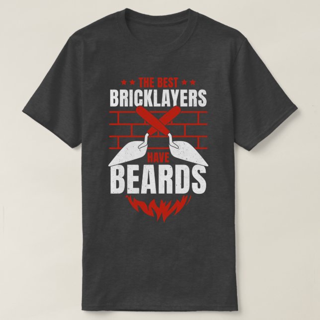 Bearded Bricklayer Brick Mason Beard Gift  T-Shirt (Design Front)