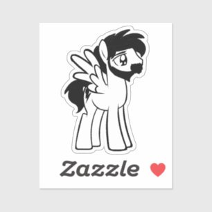 Bearded Brony with wings 2x2 Sticker