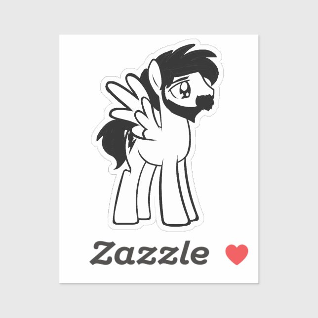 Bearded Brony with wings 2x2 Sticker (Sheet)
