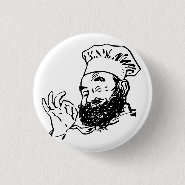 Bearded chef approved button (Front)